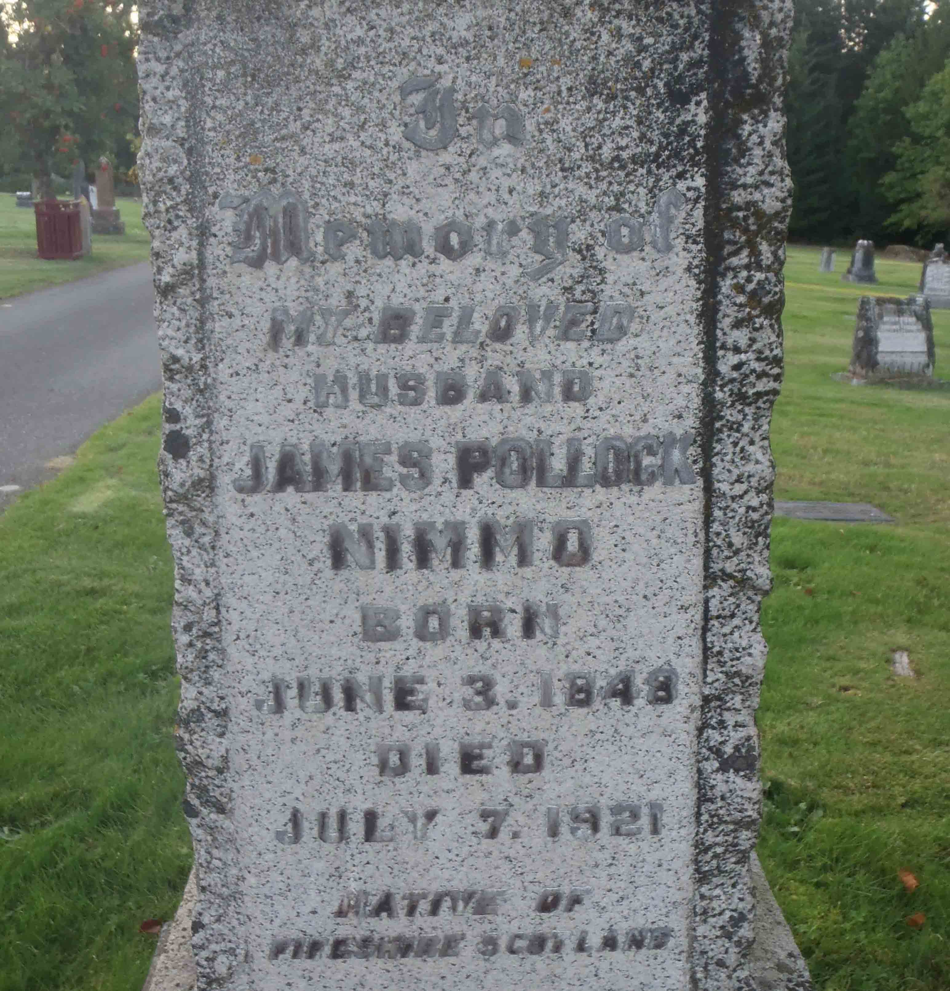 James Pollock Nimmo tomb inscription